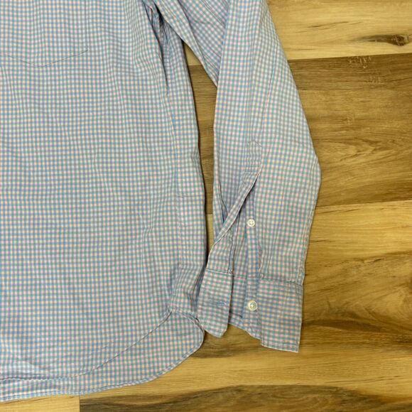 J Crew Shirt Mens XL Button Down Pink Blue Plaid Slim Untucked Flex Washed - Picture 4 of 10